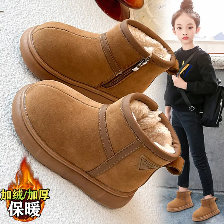 阿童木女童雪地靴2025冬季儿童加绒防水棉鞋保暖防滑女孩高筒棉靴