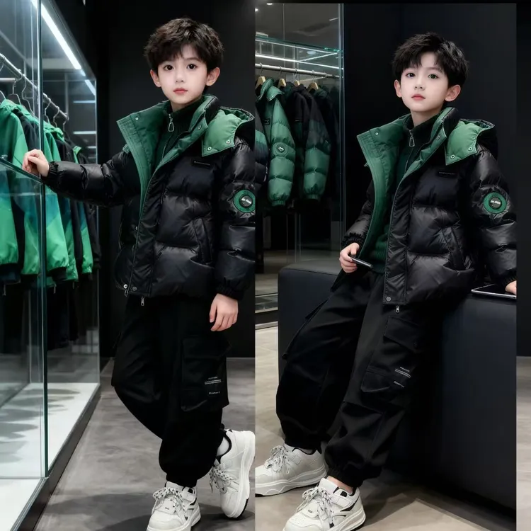 男童新款棉衣2025新款冬季保暖棉袄洋气加厚中大童棉服儿童冬装