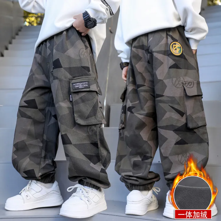 儿童装男童裤子秋冬款2025新款工装长裤加绒冬季冬装男孩中大童潮