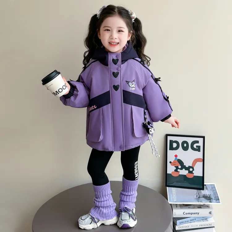 女童外套秋冬季2025新款洋气库洛米棉服儿童冬装加厚冲锋衣两件套