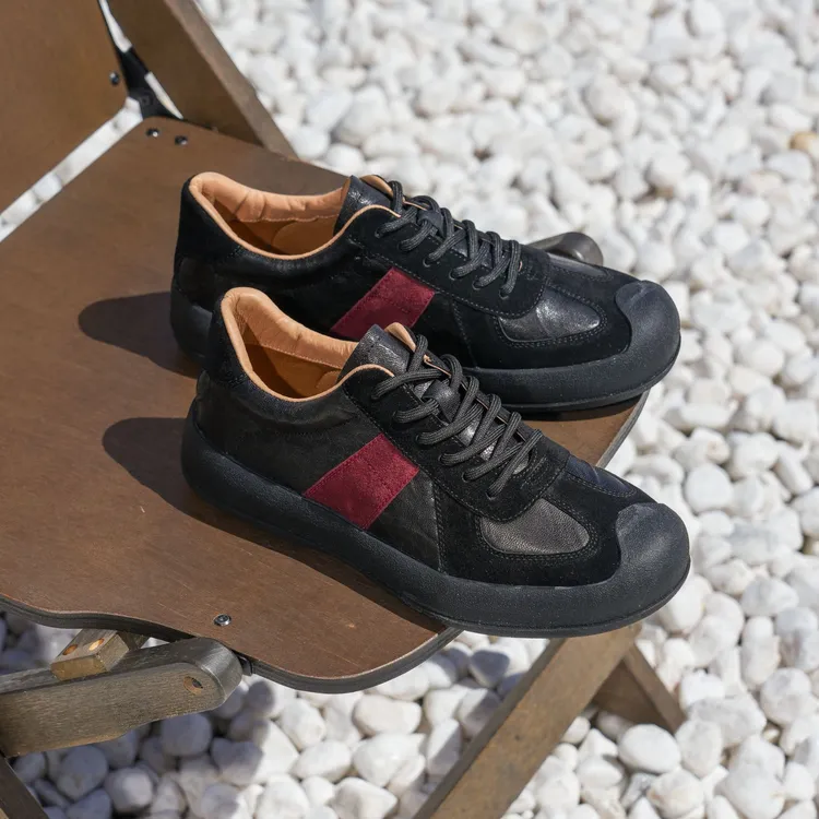 头层羊皮新款德训鞋男干净感痞帅男鞋时尚百搭休闲鞋男款开车潮鞋