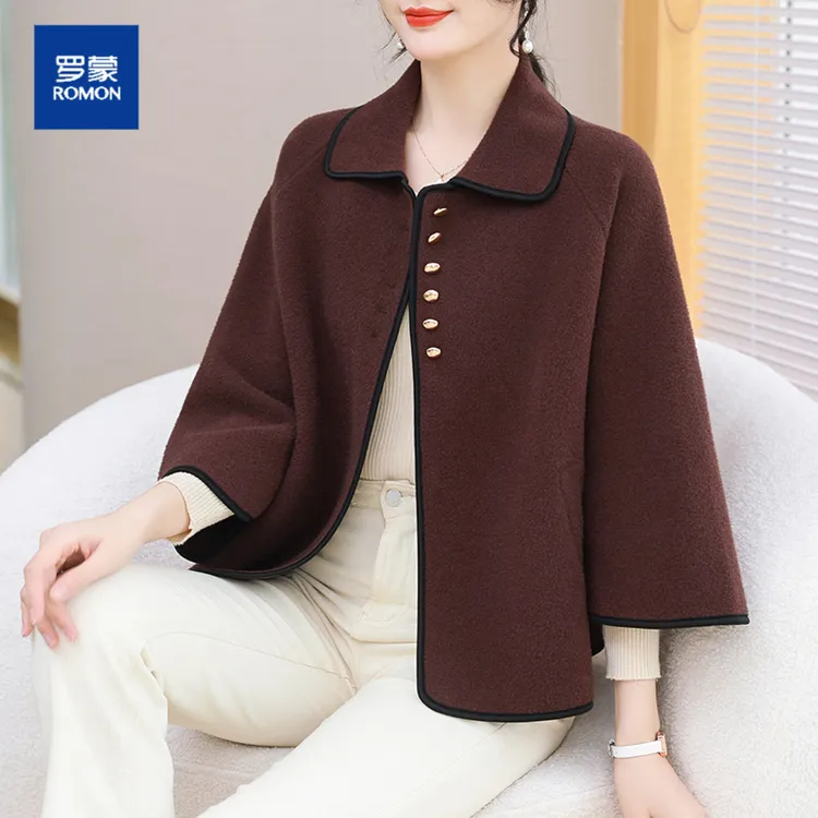 2025新款妈妈秋装40到50岁大码妈妈装双面尼中老年女洋气毛呢外套