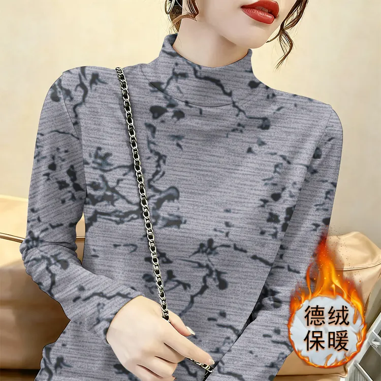 双面德绒保暖半高领2025秋冬季新款打底衫女内搭修身长袖T恤上衣