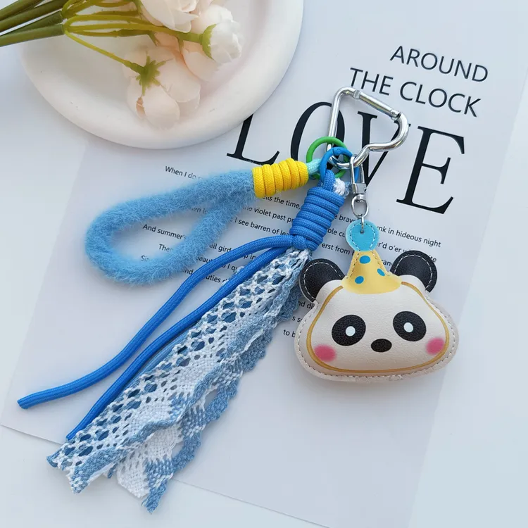 miu系卡通皮质玩偶挂件包挂件手工可爱风简约风带子款清新风中式