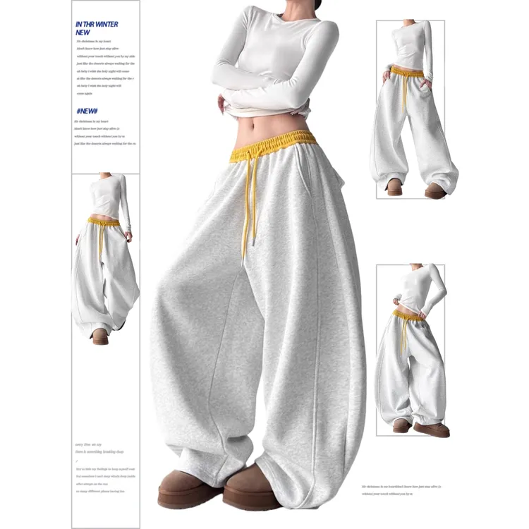 加绒加厚卫裤女2025秋冬装新款舞蹈时尚休闲高腰显瘦阔腿弯刀裤