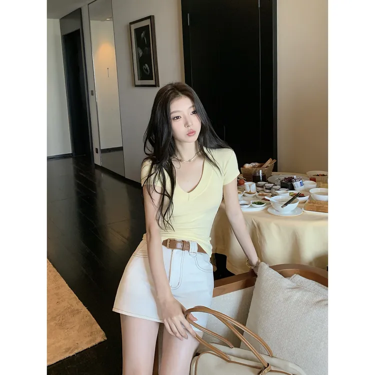 【QIUROUYAO邱肉瑶】甜酷辣妹进行时*高腰A字牛仔半身裙