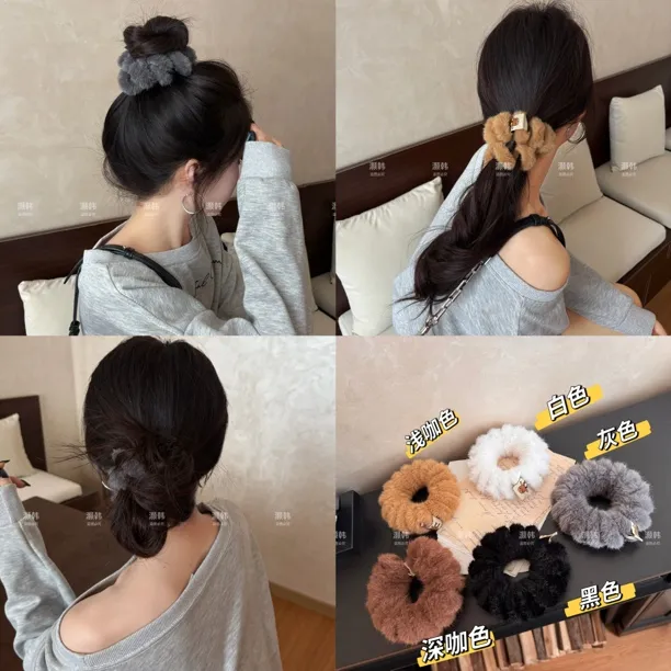 超大一个!毛毛电话线~不伤发高弹力秋冬氛围大号毛绒电话线发圈商品图