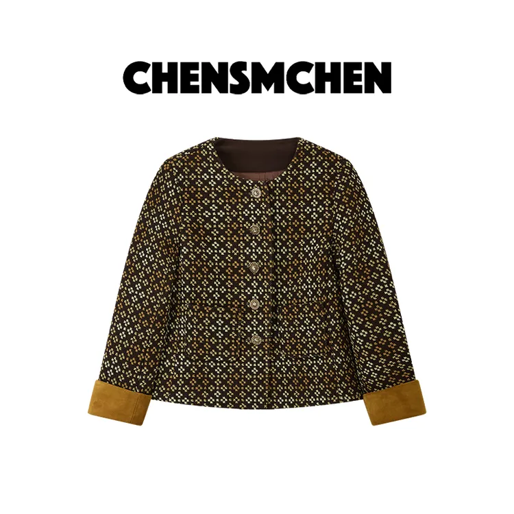 CHENSMCHEN 中式复古圆领长袖短外套女精致优雅显瘦上衣CSW8510TT