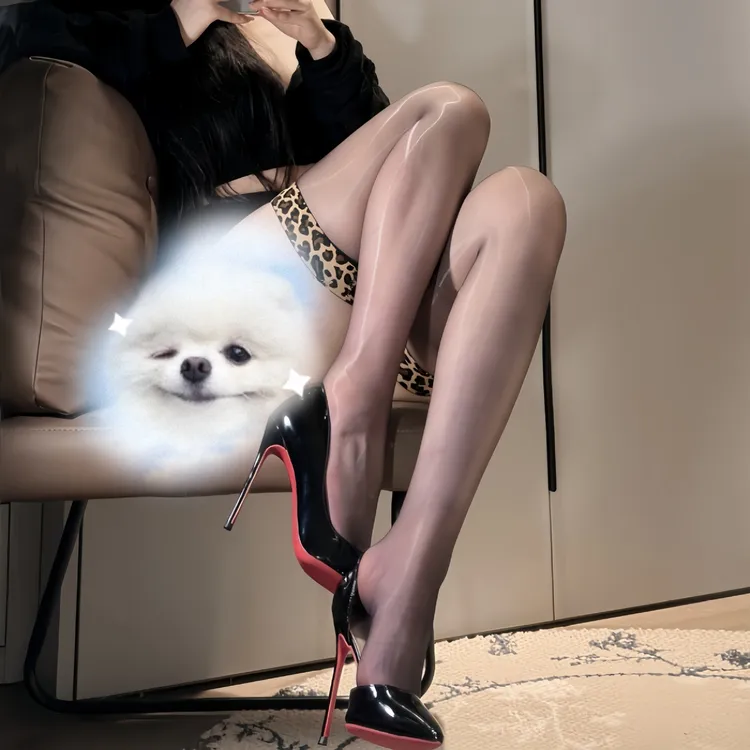 性感豹纹极光油亮丝袜过膝超薄大腿袜4012美腿袜黑丝长筒