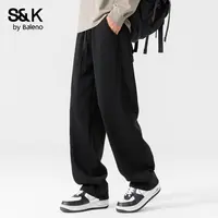 班尼路S&K加绒卫裤男2025冬季新款奥利绒简约长裤宽松大码裤子TZ