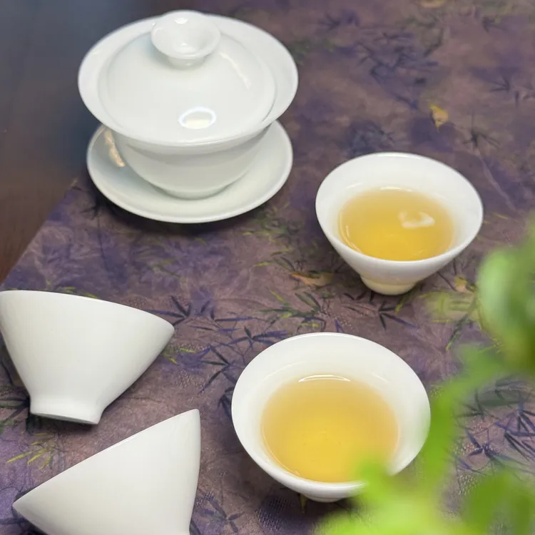 【高级冰种纯白1碗3杯】易清洗斗笠杯简约潮州功夫茶道茶具套装