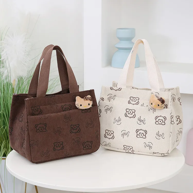 甜美手提包妈咪包复古四季通用手提包ins简约外出学生上班便当包