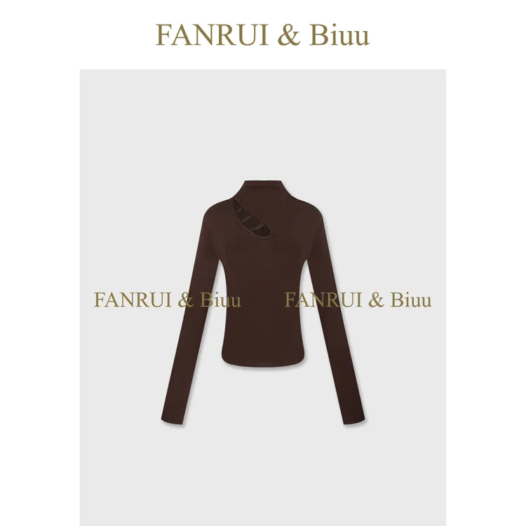 FANRUI/泛芮「裂变重组」磨毛斜边镂空设计气质百搭打底上衣B19581