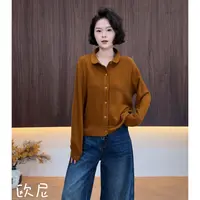 欧尼私服 2025秋季新款单排扣polo领休闲长袖打底上衣2509C6290