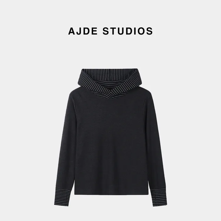 AJDE｜柔弹条纹拼接连帽衫04秋冬穿搭