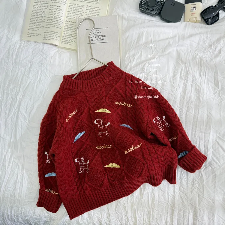 07小马家秋冬款儿童针织条纹翻领毛衣S-7268穿搭毛衣外套