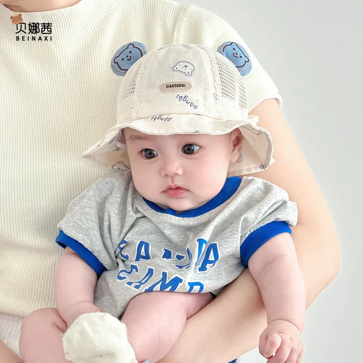 Beinaqian/贝娜茜婴儿帽子春夏季薄款宝宝男渔夫帽遮阳帽春秋盆帽