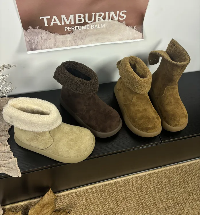 时尚两穿雪地靴女2025冬季新款韩版加绒棉靴防滑洋气百搭厚底短靴