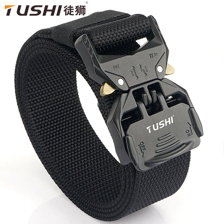 TUSHI/徒狮新款快拆插扣男士尼龙腰带户外运动速干裤带编织皮带