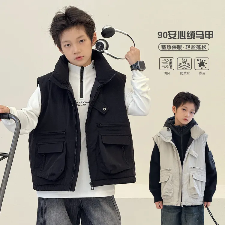 10.7号新品男童羽绒马甲2025冬装新款保暖时尚儿童无袖上衣AB1055