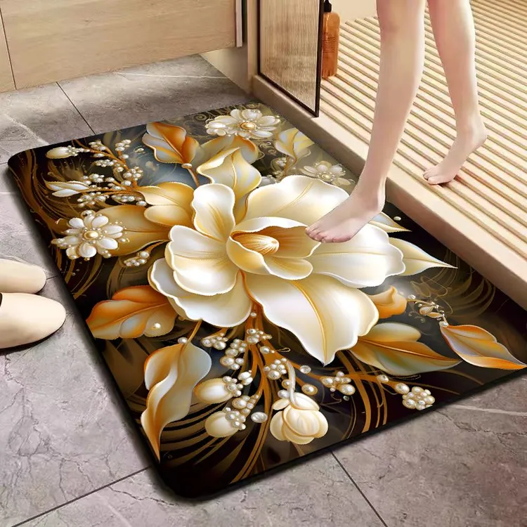 3D新款卧室软硅藻泥浴室吸水脚垫卫生间家用入户浴室吸水地垫