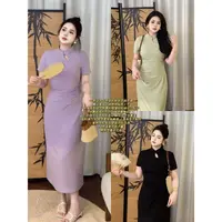 现货【嘎嘎】大码胖mm夏季新款温柔气质显瘦新中式旗袍连衣裙02189D
