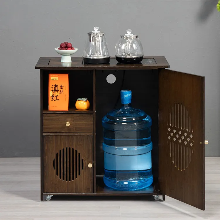 中式功夫移动茶水柜多功能茶边柜泡茶台家用客厅烧水壶一体茶边柜