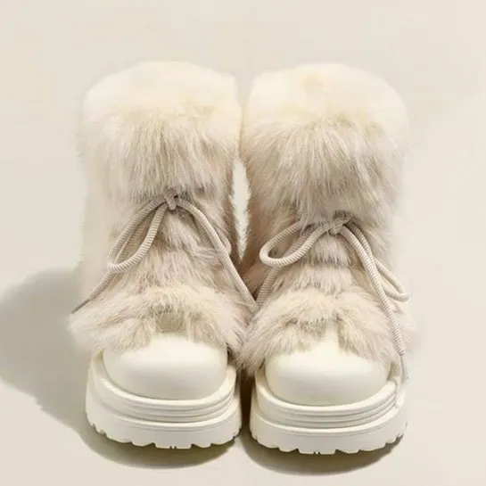 2025仙女风飒小个子厚底雪地靴女新款冬加绒加厚短筒冬季毛毛鞋