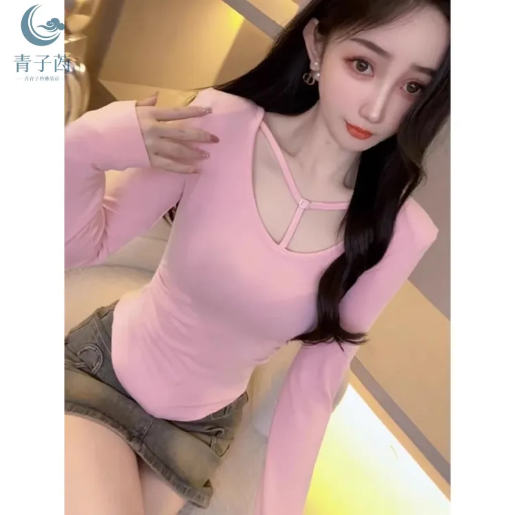 显瘦内搭长袖打底性感紧身修身设计感百搭纯欲小众2025年春季甜酷