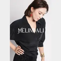 Melinda Li【优雅女绅】职场醋酸蚕丝立领交叠门襟收腰长袖黑衬衫  