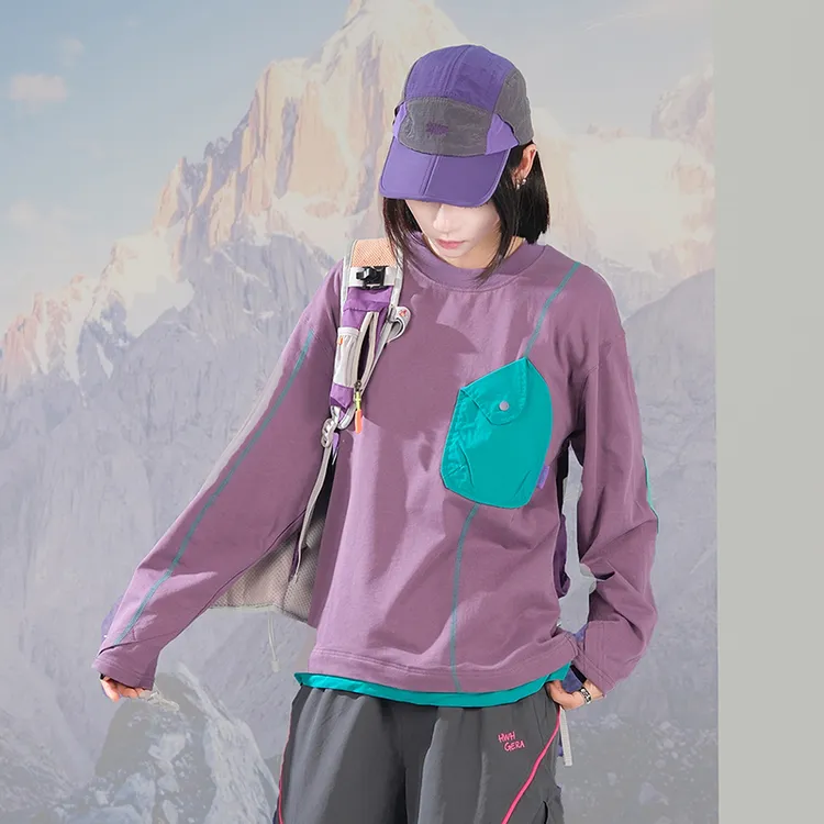 MountainOutdoor-2692轻量化户外秋款拼接口袋百搭基础长袖上衣