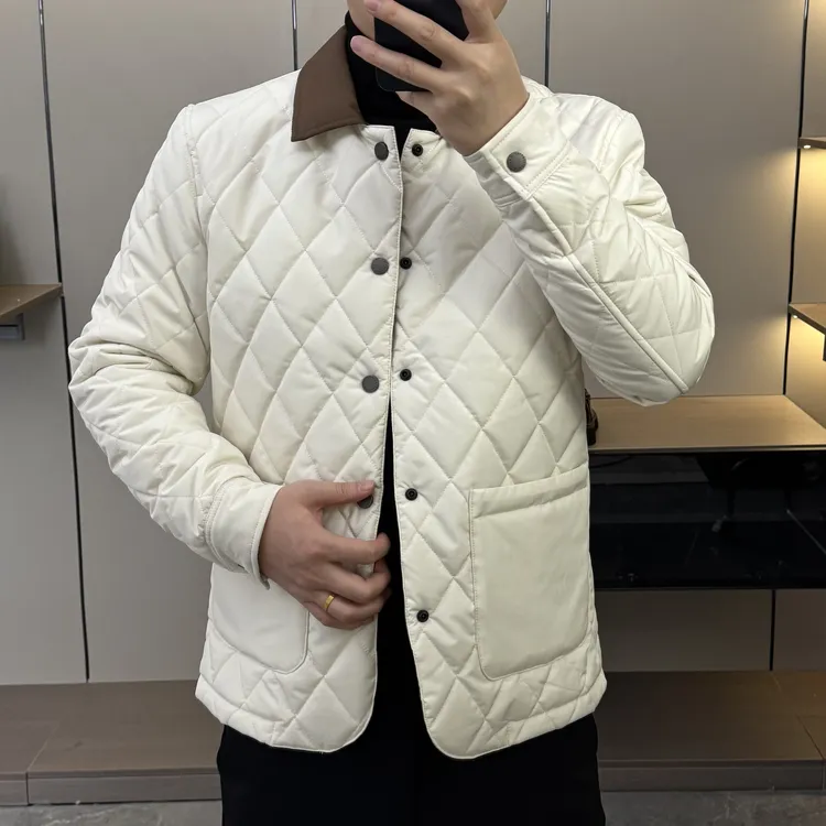 25350秋冬男士商务休闲撞色多口袋翻领绗缝棉服棉衣外套