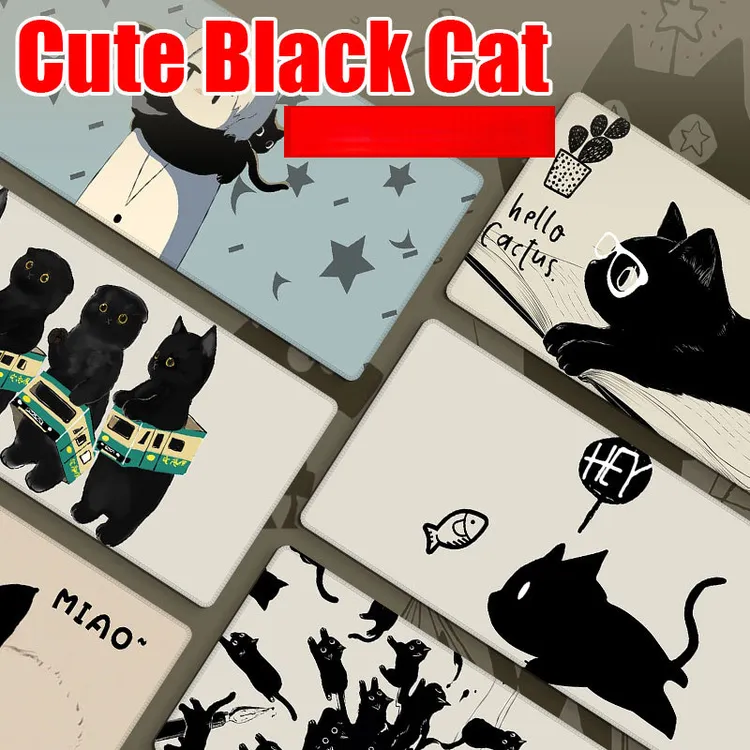 呆萌黑猫卡通垫大号垫女生笔记本电脑办公桌垫游戏垫桌面创意可爱