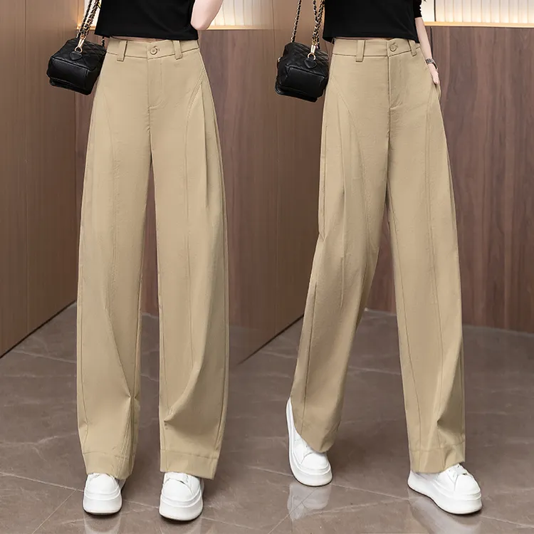 休闲阔腿弯刀裤女2025秋新款流行高腰宽松垂感百搭直筒西装裤320