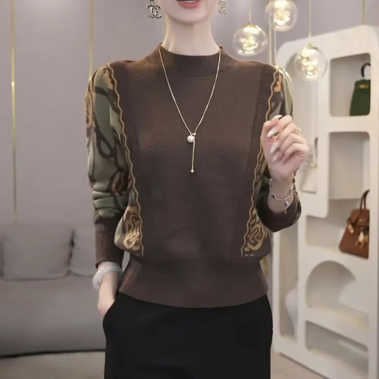 气质妈妈装秋冬新款洋气蝙蝠衫毛衣洋气百搭装中年女宽松打底上衣