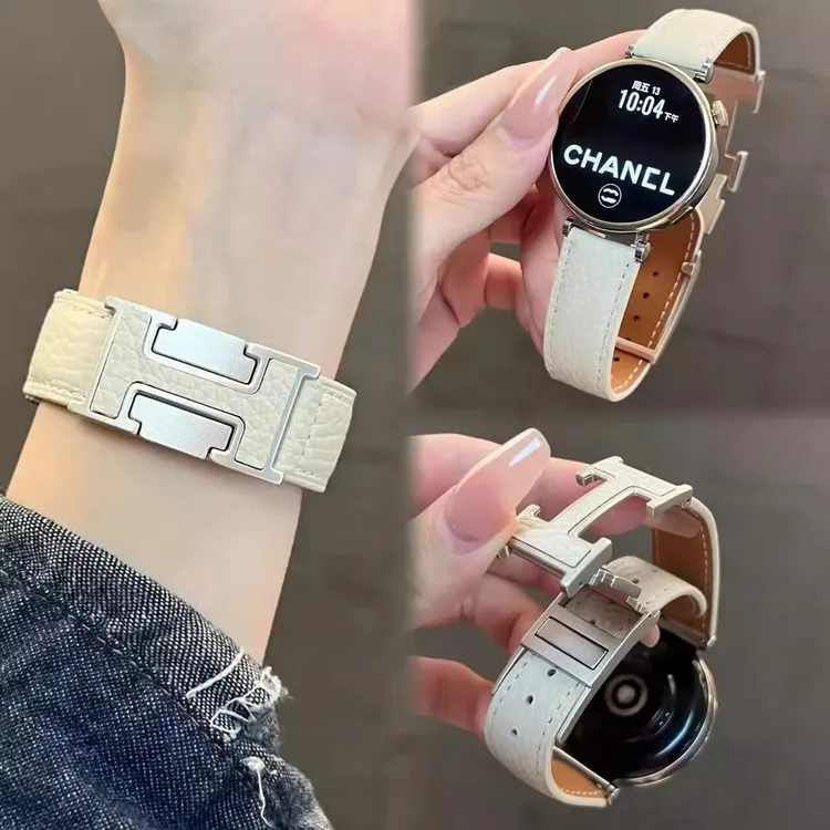 适用小米S4手表荔枝纹真皮磁吸表带xiaomi watch S4 41mm女生小众