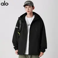 联名款冲锋外套男士春秋防风防泼水工装连帽大口袋户外夹克登山服