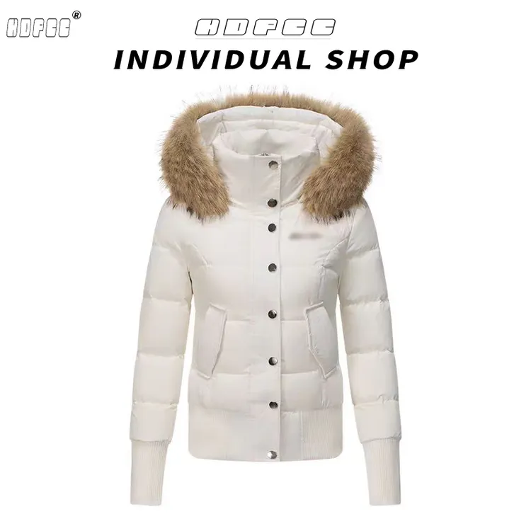 韩系气质温柔风毛领连帽棉服修身收腰百搭显瘦保暖棉衣外套女冬季