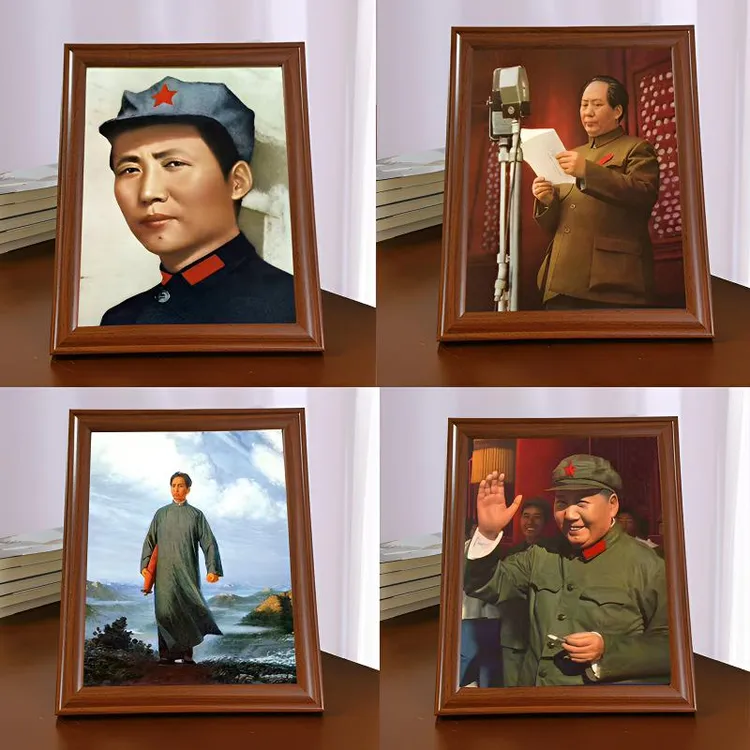 怀东毛主席画像摆台实木框家居饰品客厅办公室装饰挂画伟人像摆像