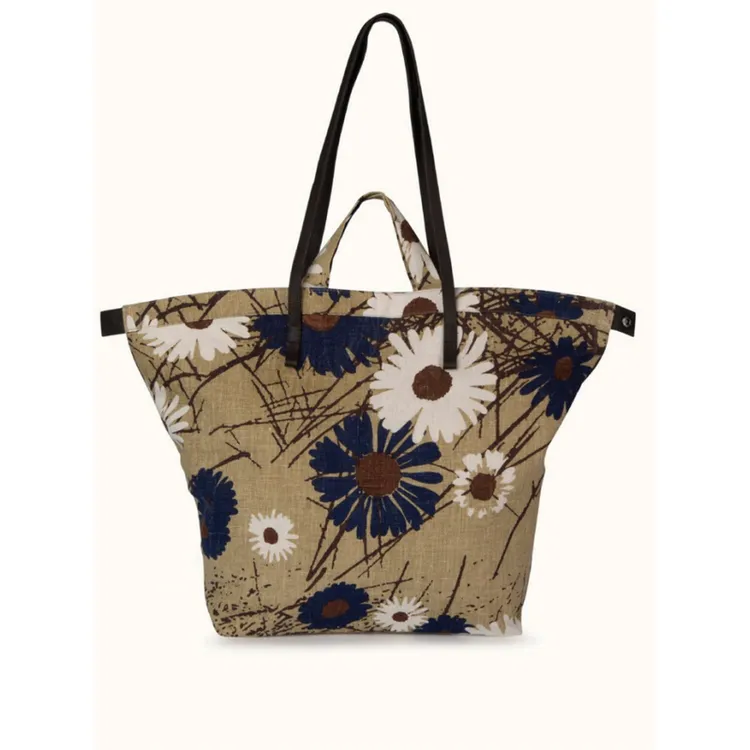 EPICE法国 春夏波普艺术花朵/古董木字母单肩包 100亚麻 40X33X12