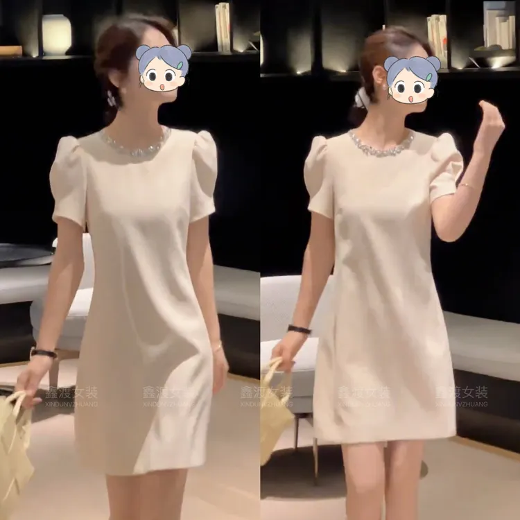 2025春夏新款时尚显瘦气质女士网红洋气连衣裙百搭款D5039