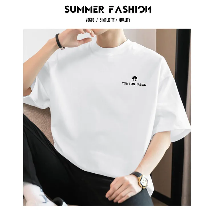 重磅夏季创意印花短袖t恤男士宽松潮流圆领纯棉半袖男装休闲薄款