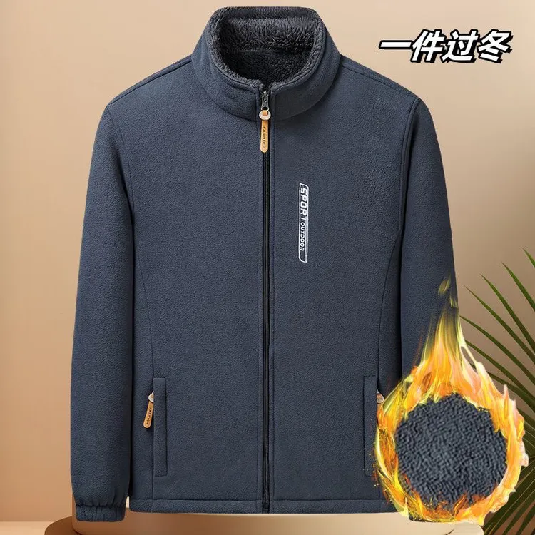 新款加绒加厚摇粒绒外套男士户外运动保暖抓绒mh100抓绒衣