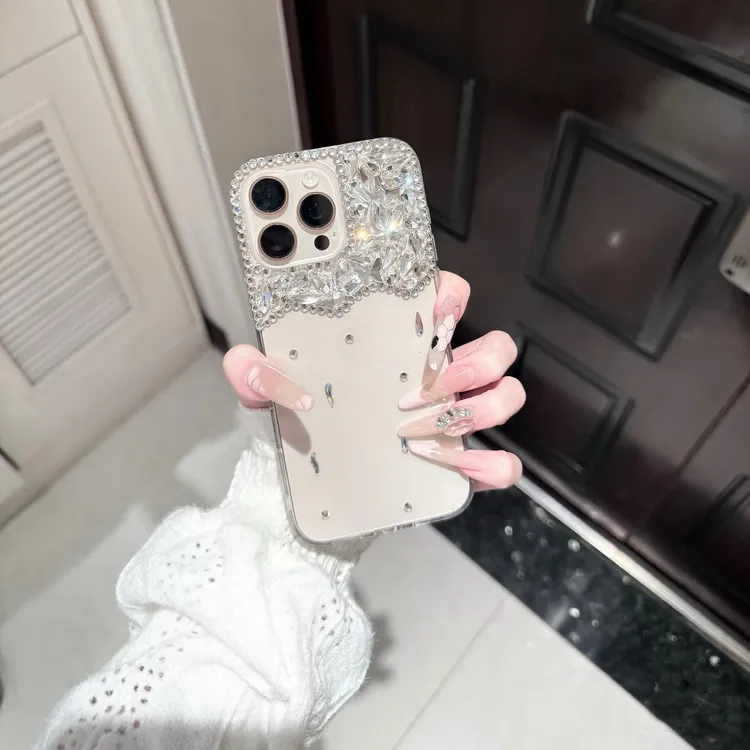 奢华高定款水晶钻适用于苹果iPhone16promax手机壳15高透13名媛风