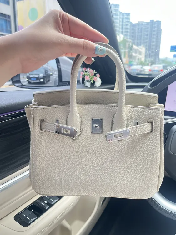 新款小号20尺寸奶昔白铂金包型｜气质百搭两用网红时尚休闲牛皮