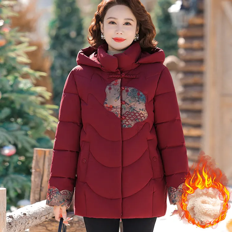 妈妈棉服冬装2025新款中老年加绒加厚棉衣女奶奶保暖外套老人衣服