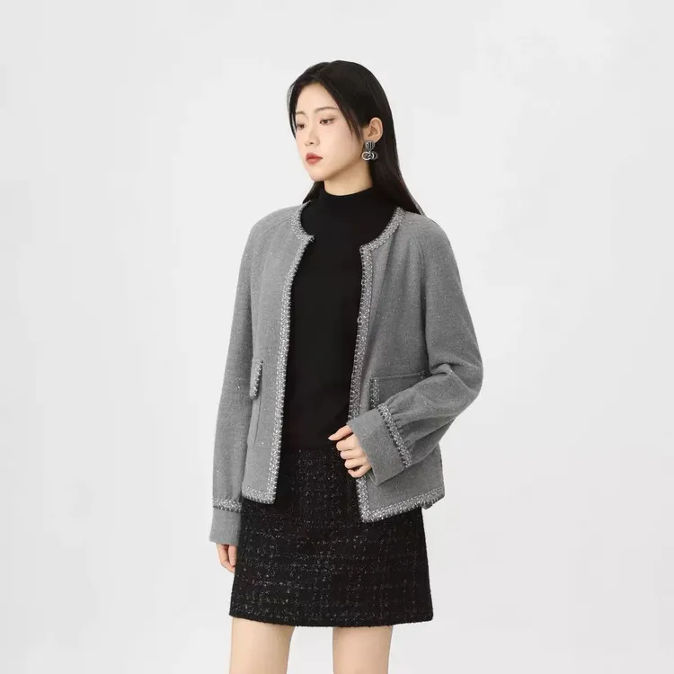 【官方正品】秋季新款时尚名媛气质圆领花呢小香外套5400312