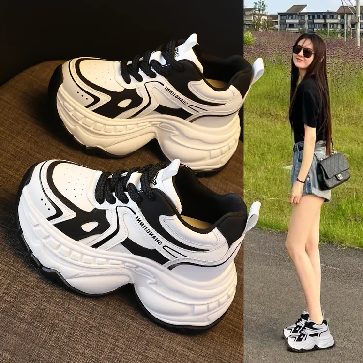 小个子厚底老爹鞋女内增高9cm高跟新款秋潮流松糕休闲运动鞋显高