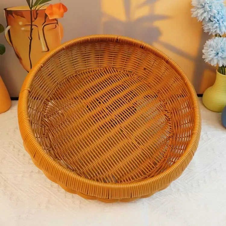 O29棕色圆形加粗加固收纳馒头框月饼框纯手工编织30*6