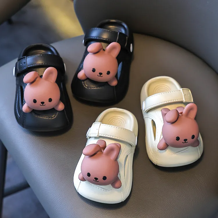 小熊兔子洞洞鞋夏季儿童拖鞋室内洗澡防滑幼儿沙滩鞋男女宝凉拖鞋
